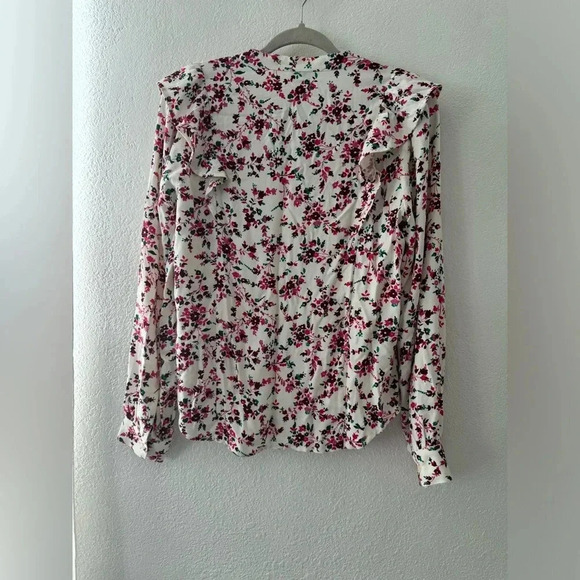 J Crew chic feminine long sleeve floral ruffle top size XS button front - Picture 14 of 16